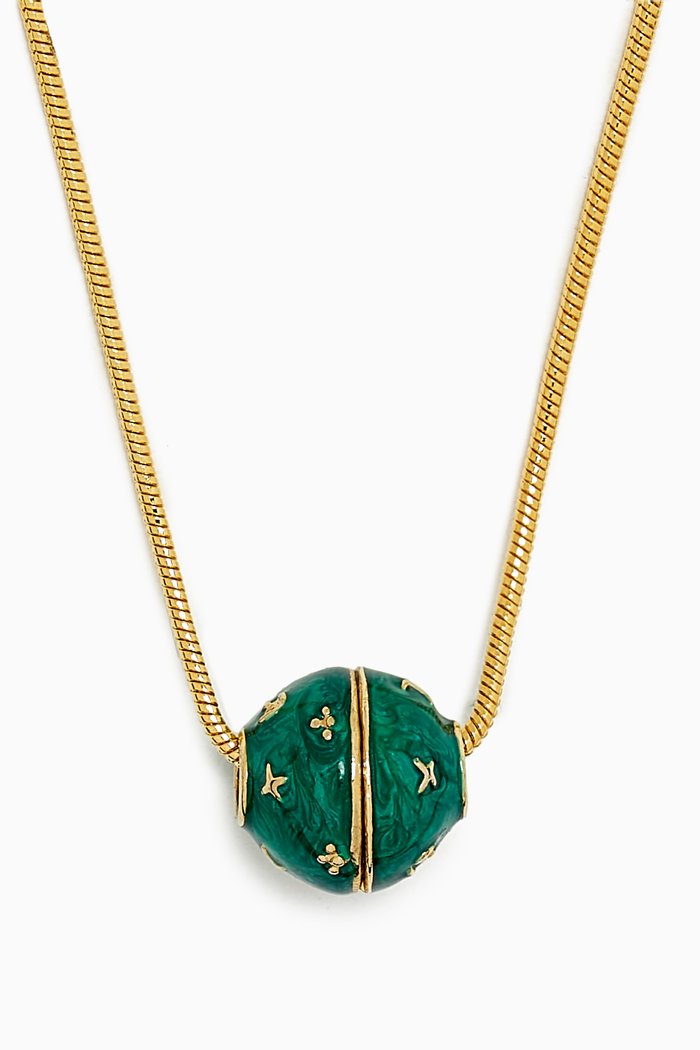 

Rediscovered 1990s Vintage Enamel Sphere Pendant Necklace, Gold