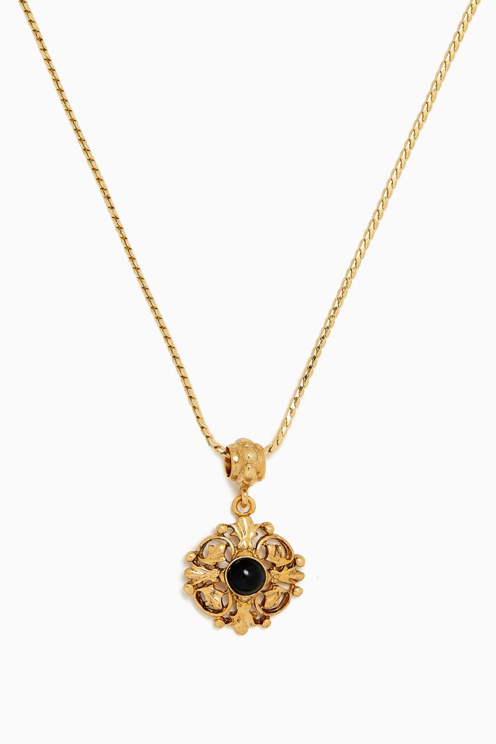

Rediscovered 1980s Vintage Victorian Revival Ornate Pendant Necklace, Gold
