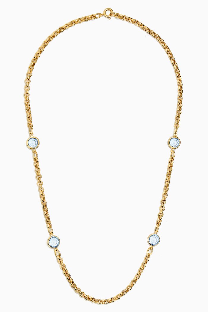

Rediscovered 1990s Vintage Faux Aquamarine Necklace, Gold
