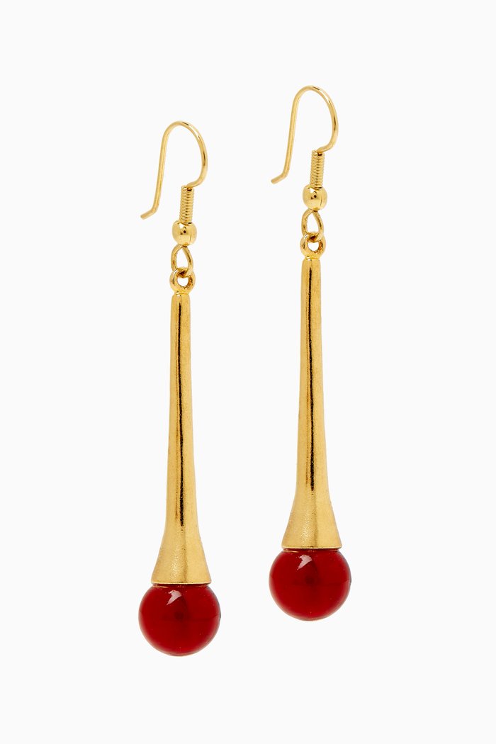 

Rediscovered 1990s Vintage Linear Cabochon Drop Earrings, Gold