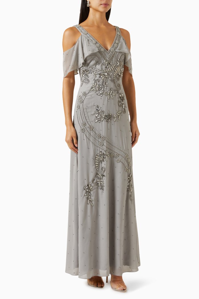 

Embellished Maxi Dress, Grey