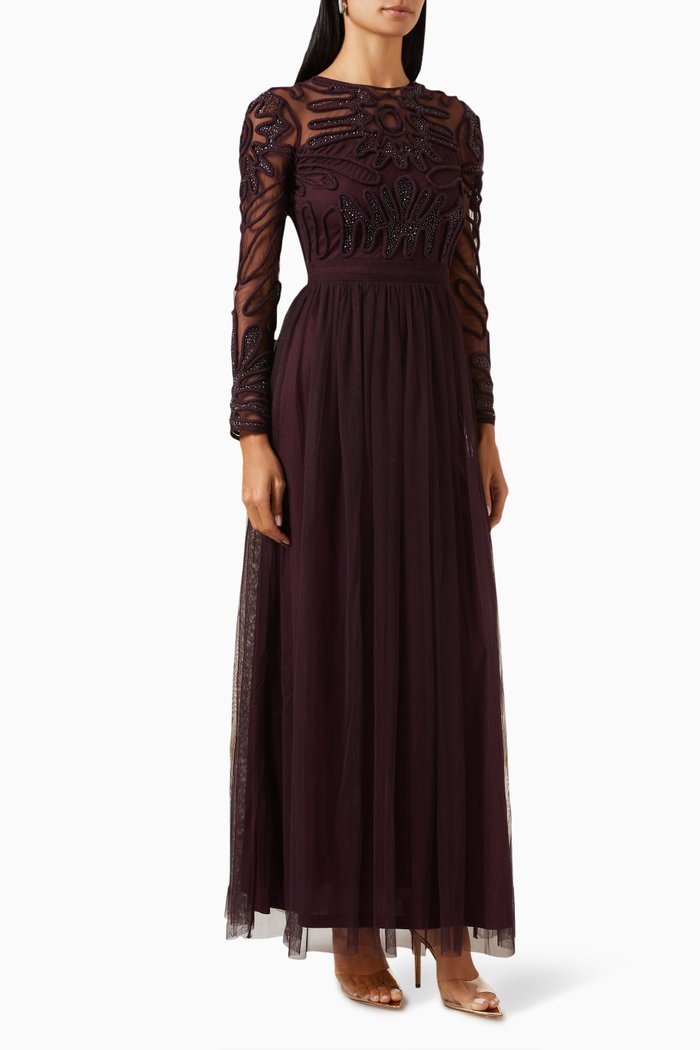 

Bead-embellished Maxi Dress, Red
