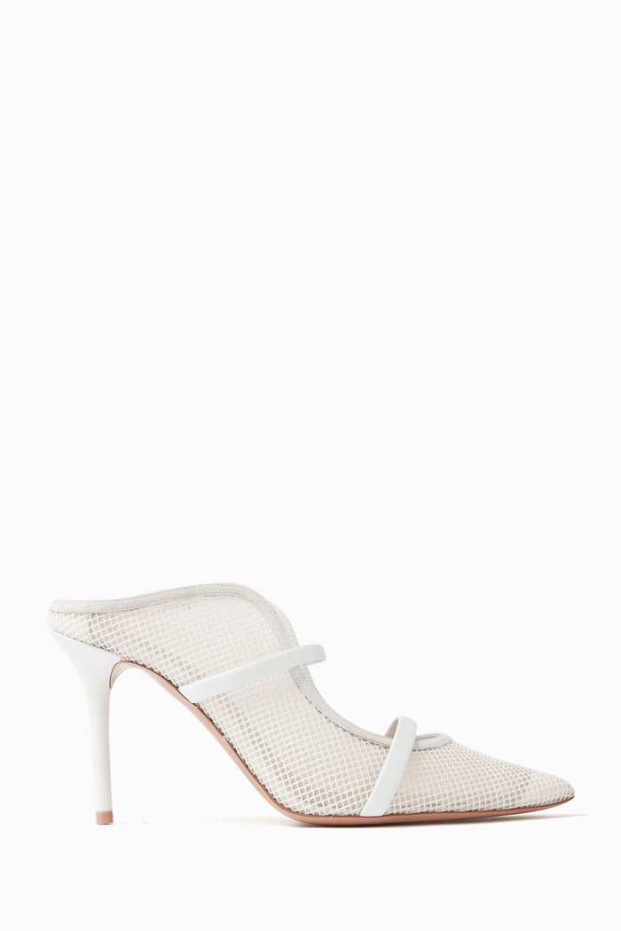 

Maureen 85 Mules in Mesh, White