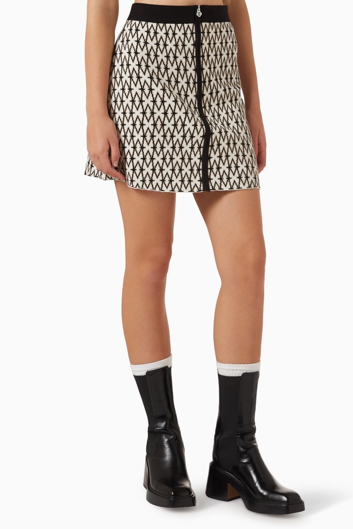 

Printed Mini Skirt in Cotton, Black