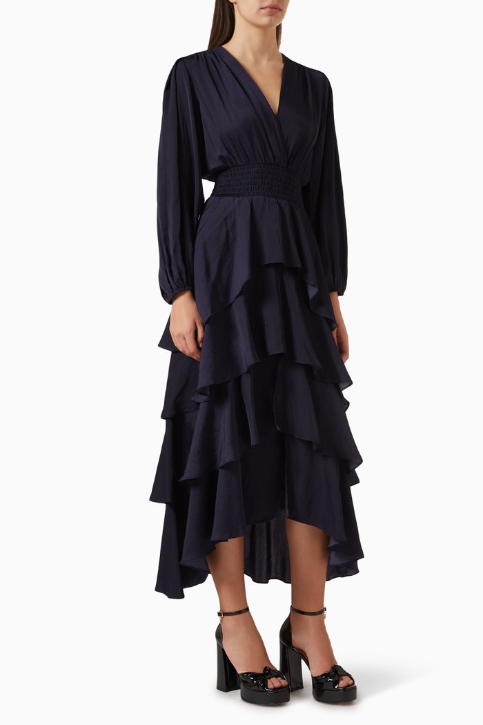 Ruffled Maxi Dress, Blue