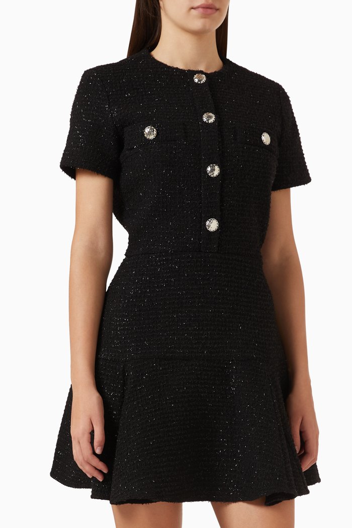 

Flared Mini Dress in Cotton-blend, Black