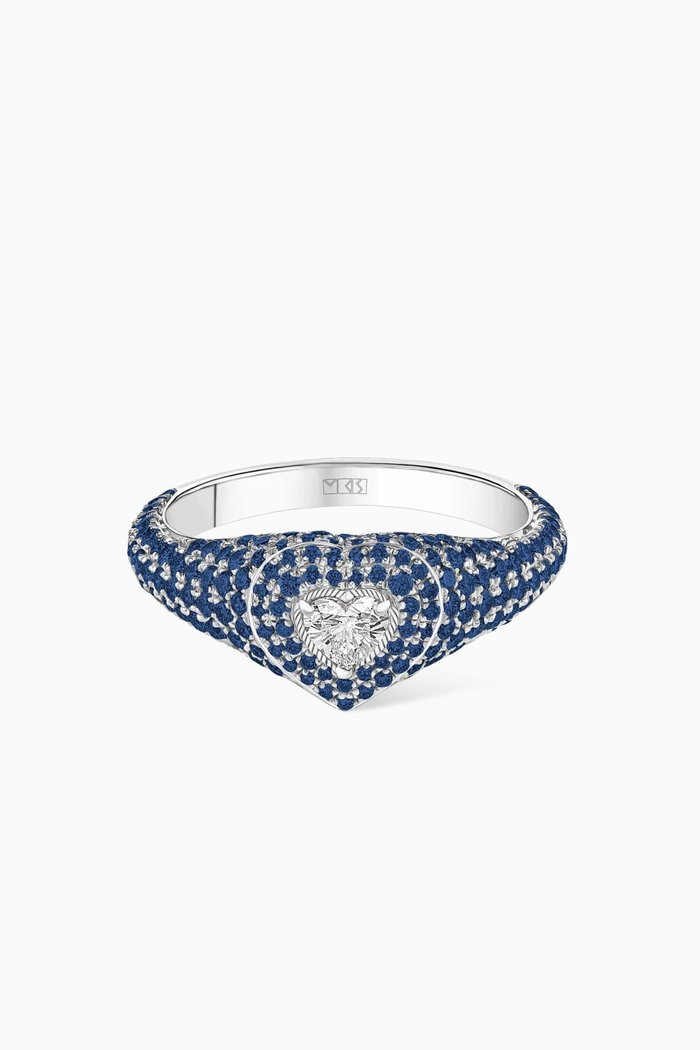 

Sapphire Diamond Pinky Ring in 18kt Gold, Blue