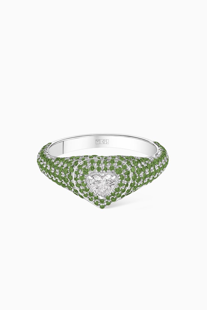 

Tsavorite Diamond Pinky Ring in 18kt Gold, Green