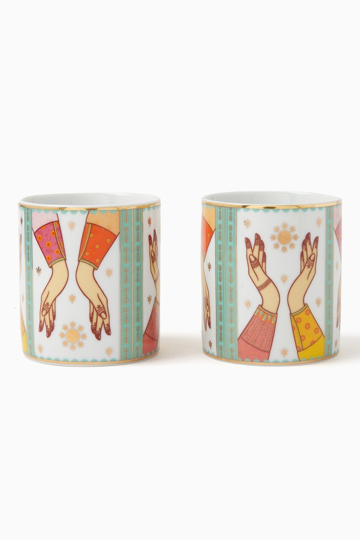 x Hessa Al Awadhi Green Teacups, Set of 2, Multicolour