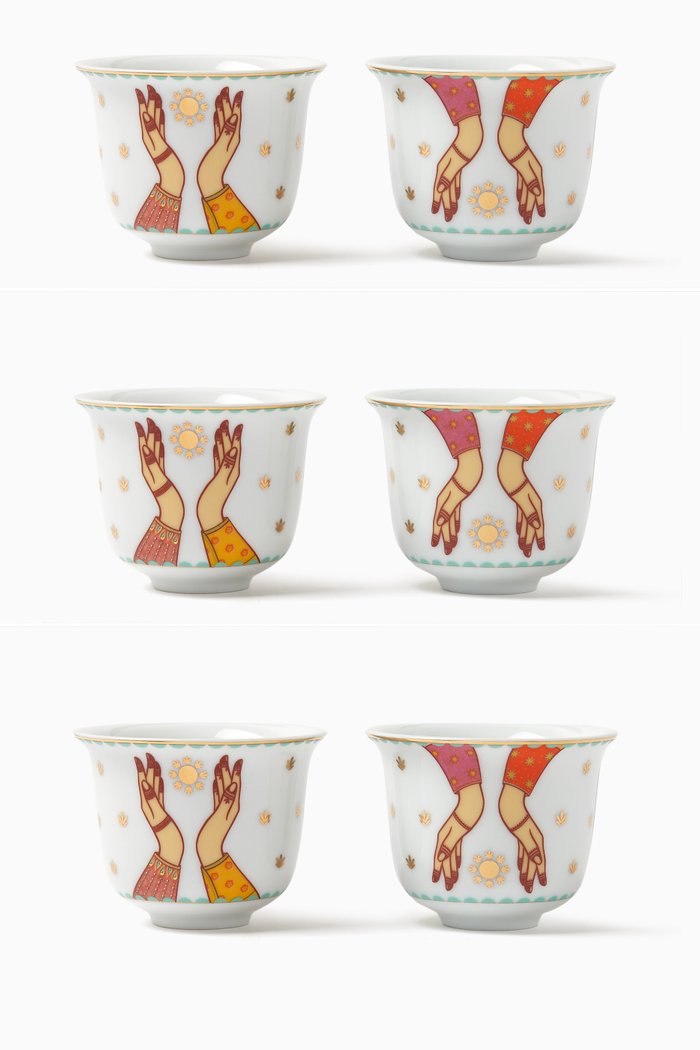 

x Hessa Al Awadhi Arabic Coffee Cups, Set of 6, Multicolour