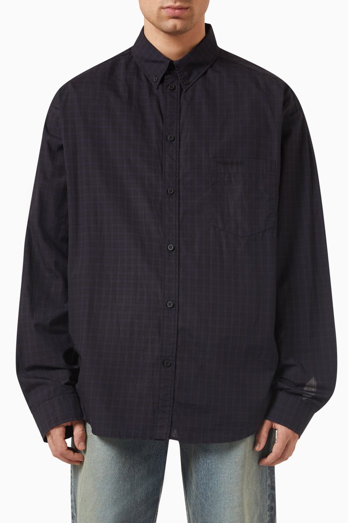 

Oversized Shirt in Cotton, Blue