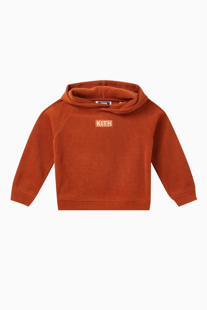 Novelty Textured Hoodie in Rib-knit, Brown