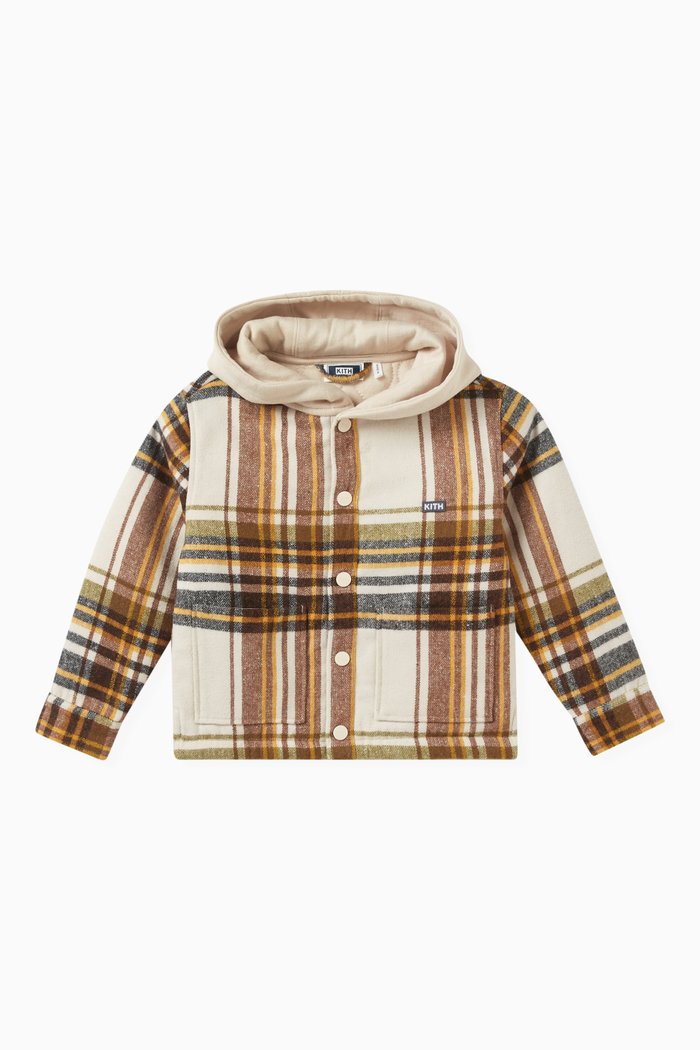 

Plaid Overshirt Hoodie in Wool-blend, Neutral