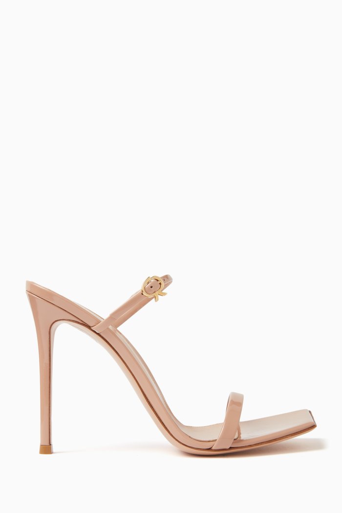 

Ribbon Double Strap 105 Sandals in Patent Leather, Neutral