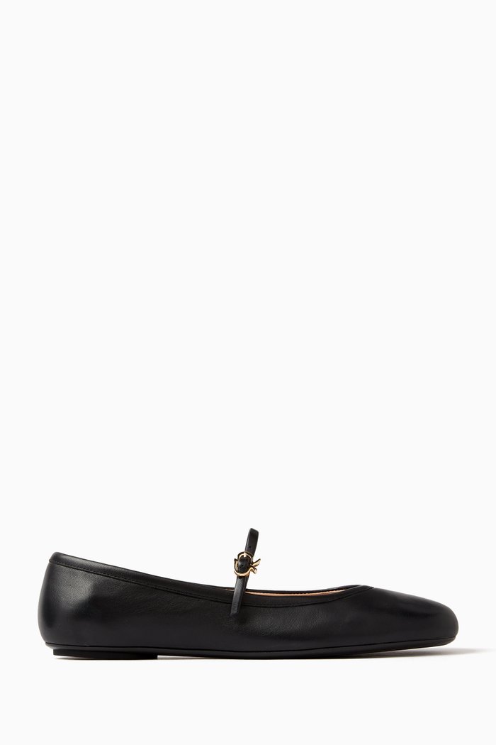 

Carla Ballerina Flats in Leather, Black