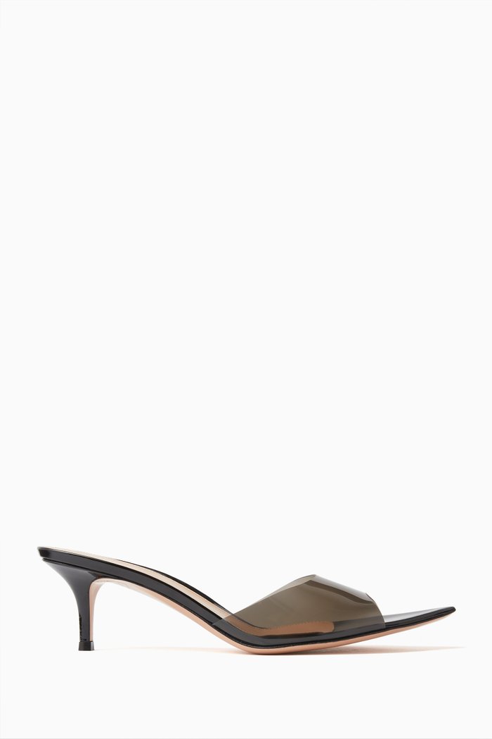 

Elle 55 Mules in Leather and Plexi, Black