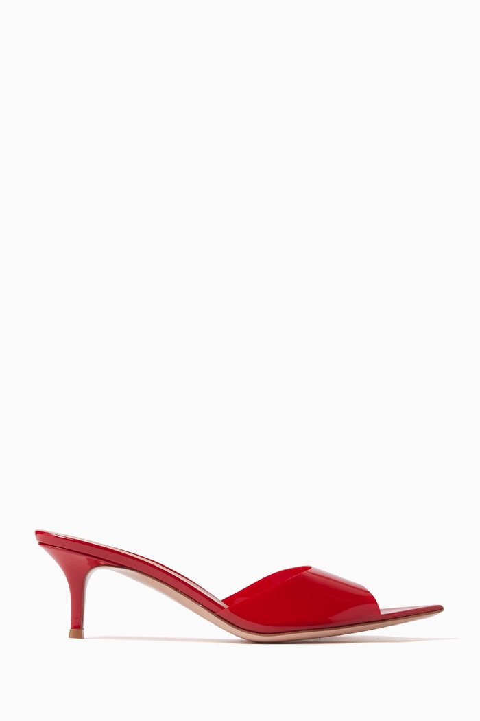 

Elle 55 Mules in Leather and Plexi, Red
