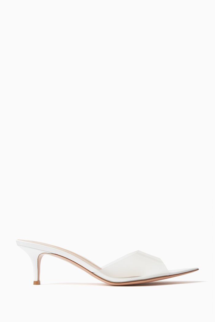 

Elle 55 Mules in Leather and Plexi, White