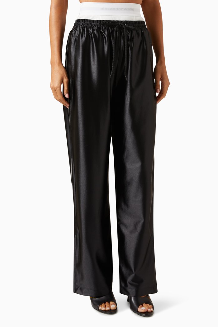 

Logo Track Pants in Satin-jersey, Black