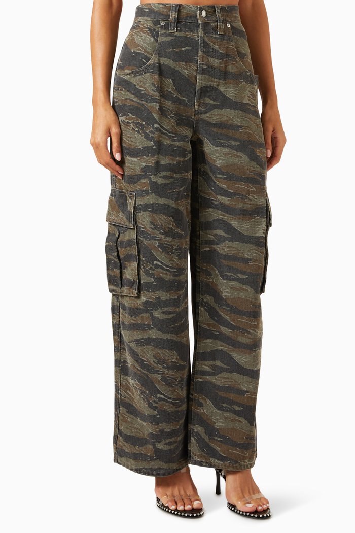 

Camo Bagged Out Cargo Jeans in Denim, Green