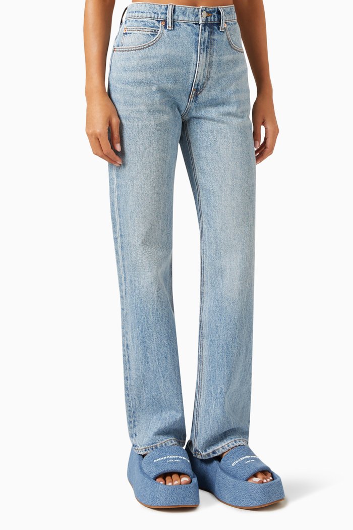 

Mid-rise Straight-leg Jeans in Denim, Blue