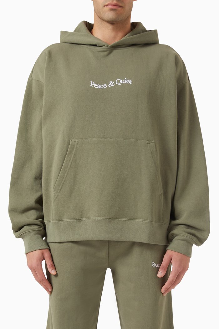 

Wordmark Hoodie in Cotton Loopback, Green