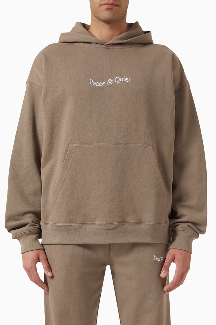 Wordmark Hoodie in Cotton Loopback, Brown