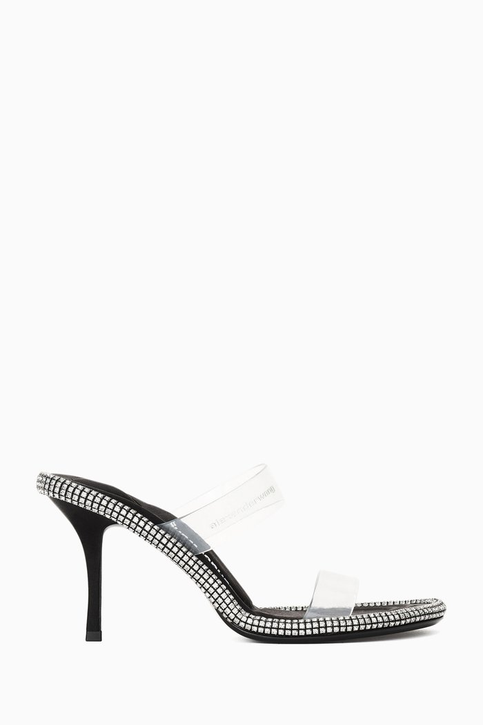 

Kira 85 Mules in Plexi and Crystal, Black