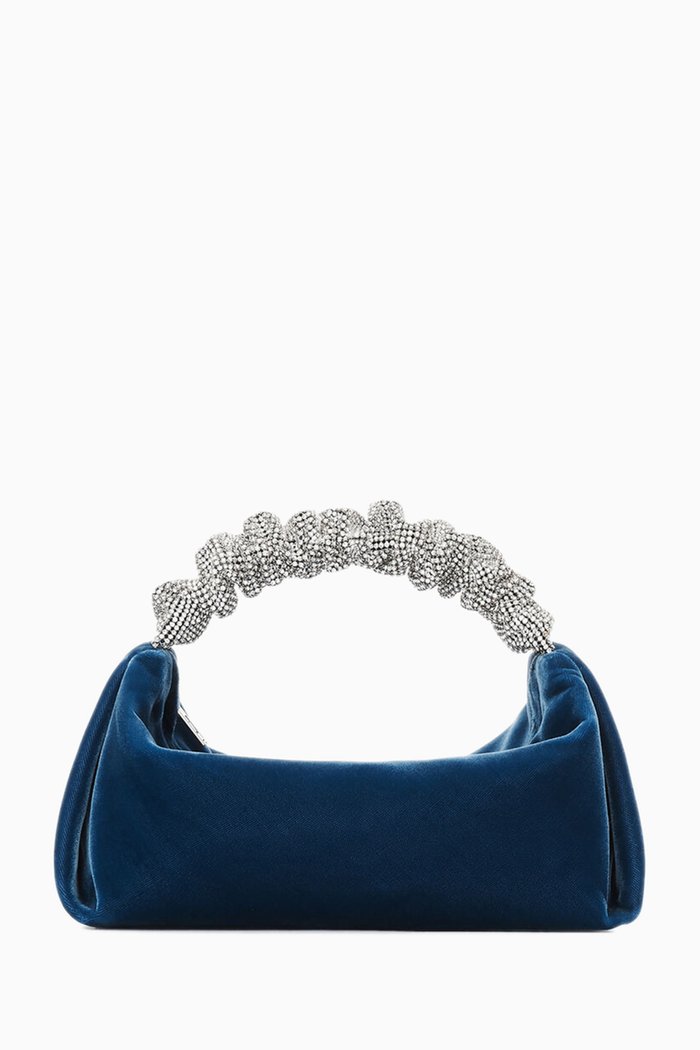 

Scrunchie Mini Bag in Velvet with Crystals, Blue