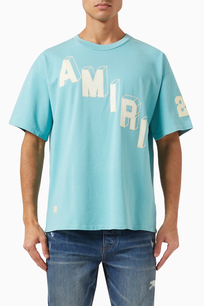 

Flocked Hockey Skater T-shirt in Cotton Jersey, Blue