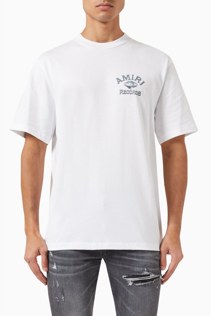 

Global Records T-shirt in Cotton Jersey, White