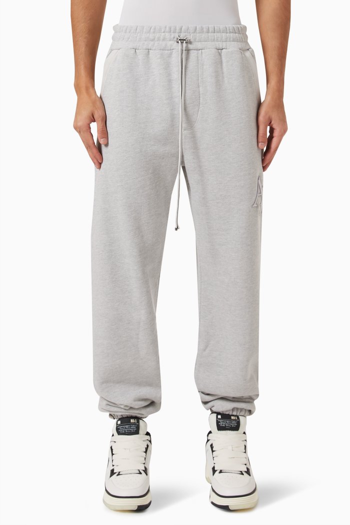 

Staggered Logo Sweatpants in Cotton Terry, Grey