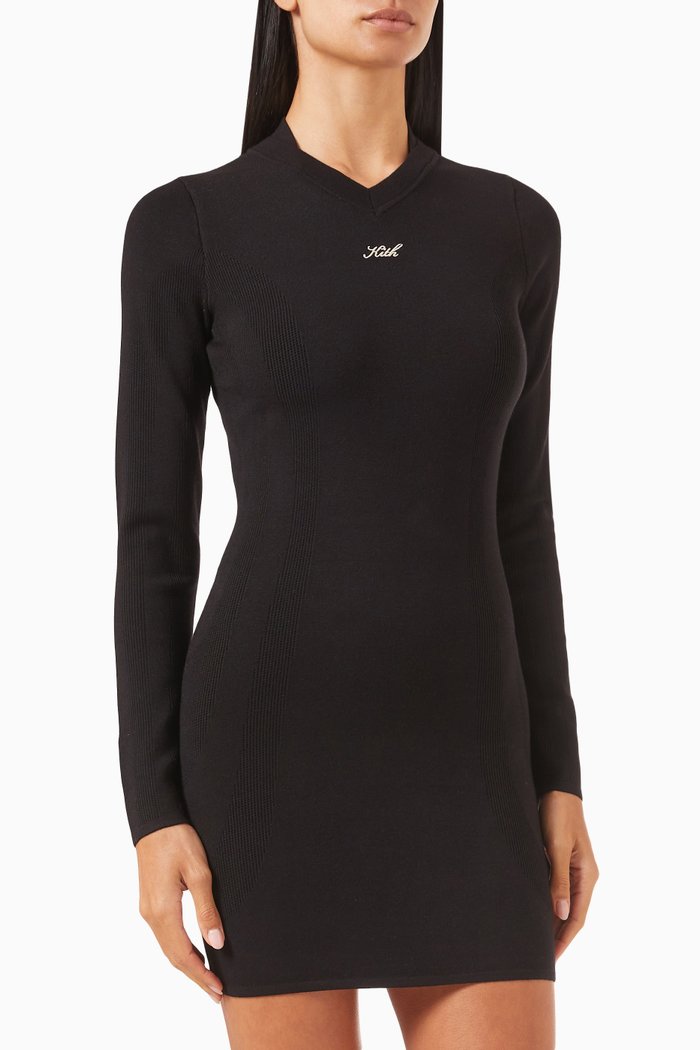 

Celyn Racer Mini Dress in Knit, Black