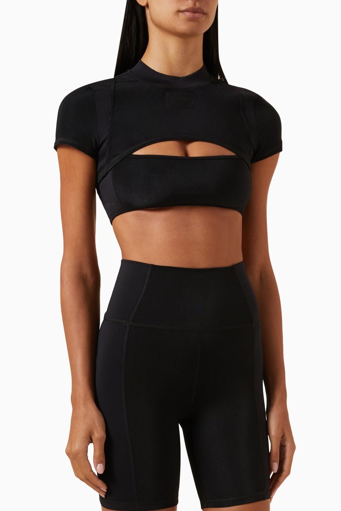 Anise Crop Top in Polyester Spandex-blend, Black