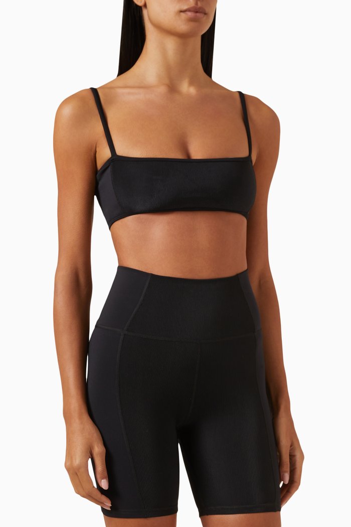

Kaylan Blocked Active Bandeau Bra in Neoprene, Black