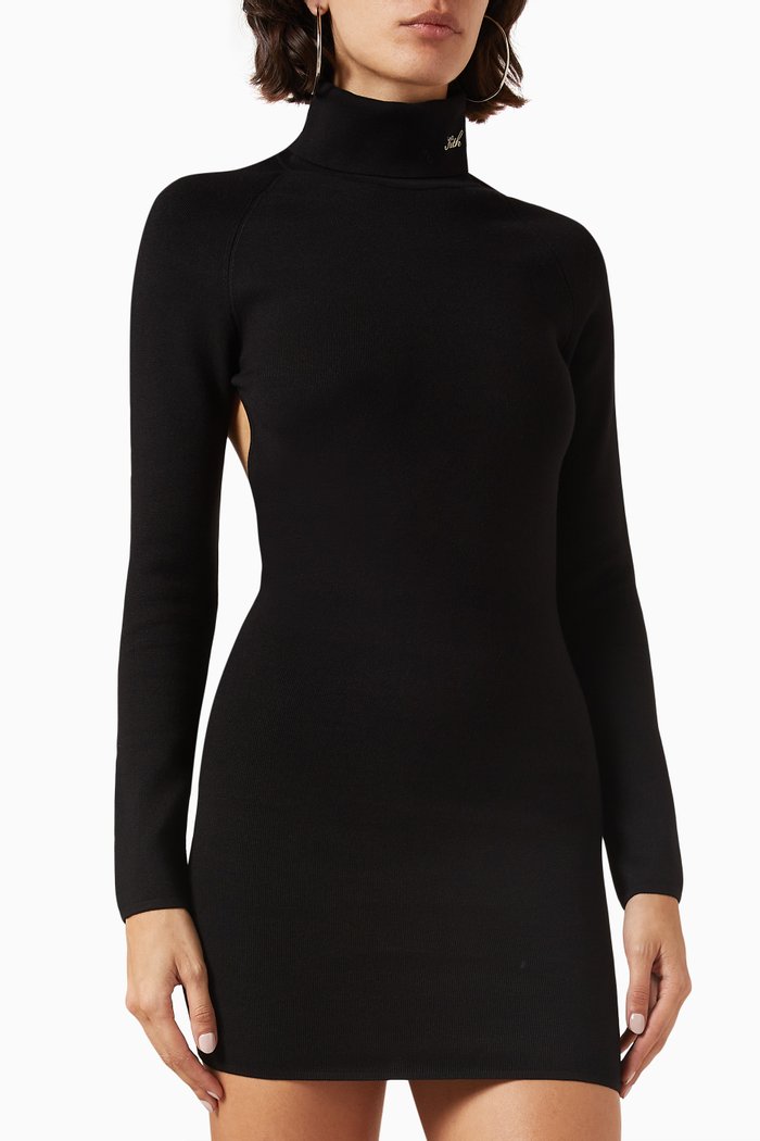 Cassan Backless Mini Dress in Viscose-nylon, Black