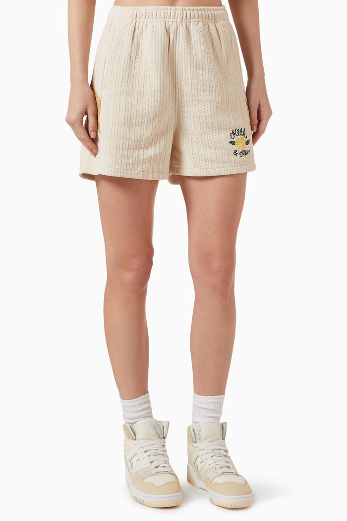 Rayne Bonded Pointelle Shorts in Chenille, Neutral