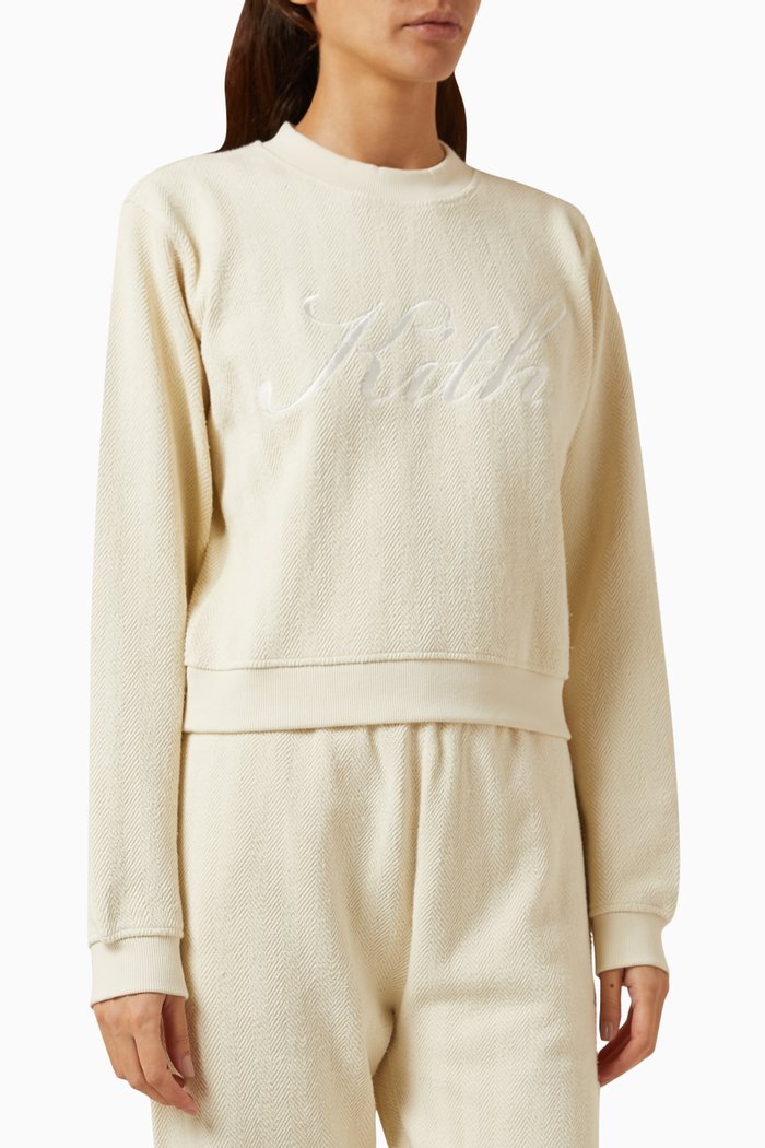 

Haylen Kith Script Sweatshirt in Herringbone Cotton-terry, Neutral