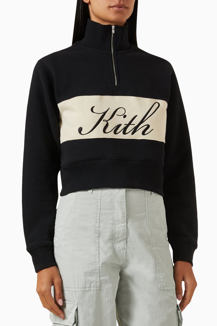 

Hunter II Kith Script Quarter Zip Sweatshirt in Cotton-fleece, Black