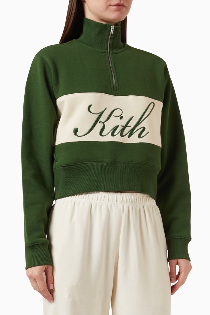 

Hunter II Kith Script Quarter Zip Sweatshirt in Cotton-fleece, Green