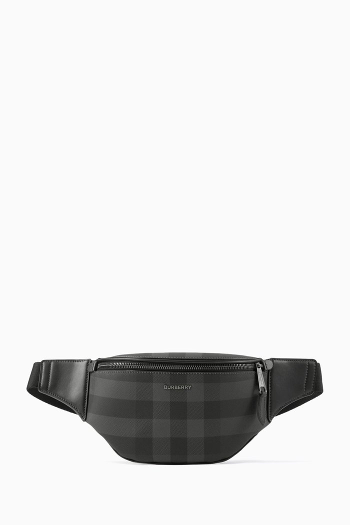 

Mini Cason Belt Bag in Check Canvas, Grey