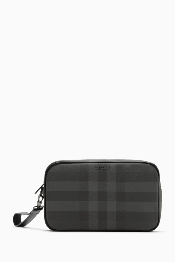

Muswell Check-print Zip Pouch in Faux Leather, Grey