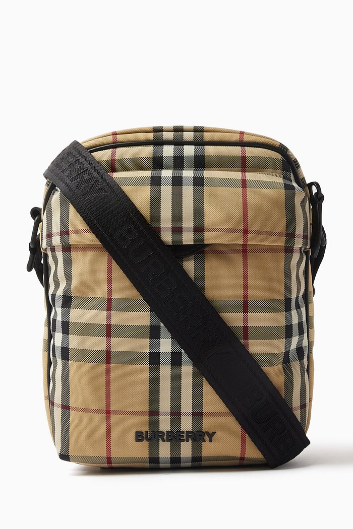 

Freddie Check Shoulder Bag in Nylon, Neutral