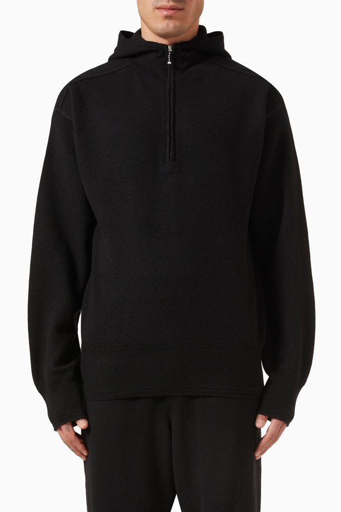 

Zip-up Sweatshirt in Wool, Black