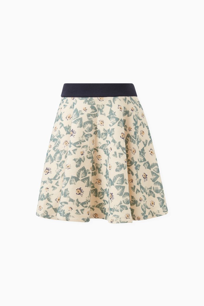 

Printed Skirt in Cotton Fleece, Multicolour
