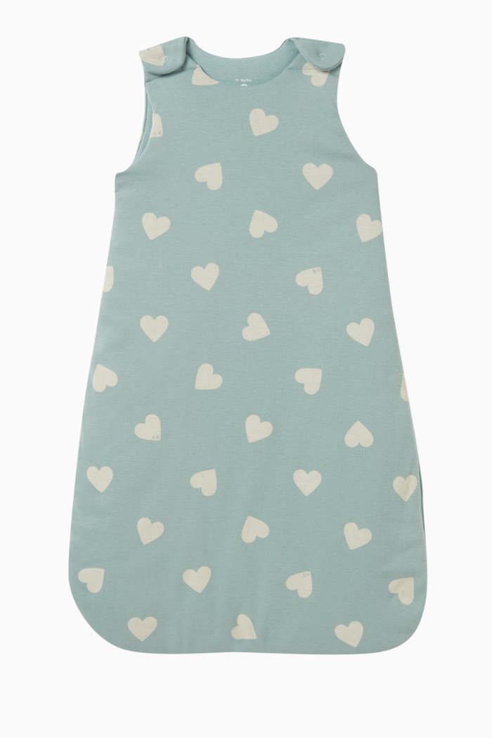 Heart Print Sleeping Bag in Cotton, Multicolour