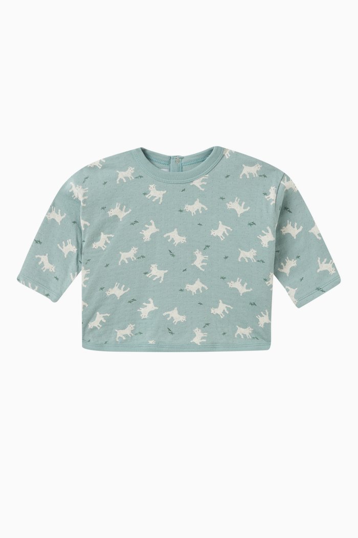 Goat Print T-shirt in Cotton Tube Knit, Multicolour
