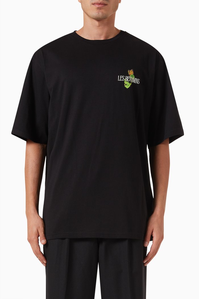 Oversized Graphic-print T-shirt in Cotton-jersey, Black