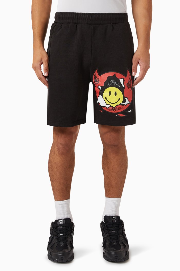 

Smiley Inner Peace Sweatshorts in Cotton-jersey, Black