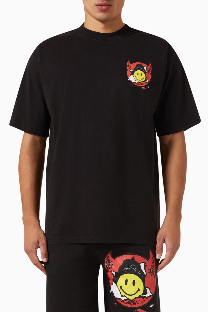

Smiley Inner Peace T-shirt in Cotton-jersey, Black
